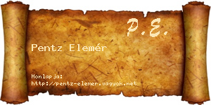 Pentz Elemér névjegykártya